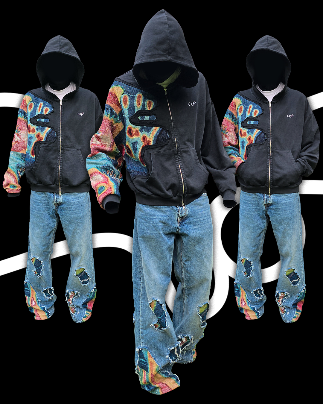 'PHASES' Zip + Denim Set