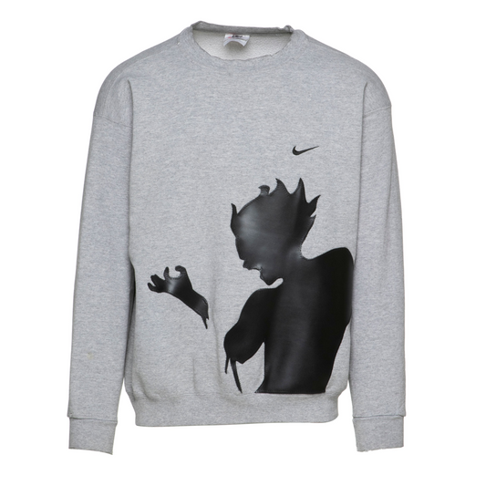 "Tetsuo" Grey Mini Swoosh Crewneck LARGE